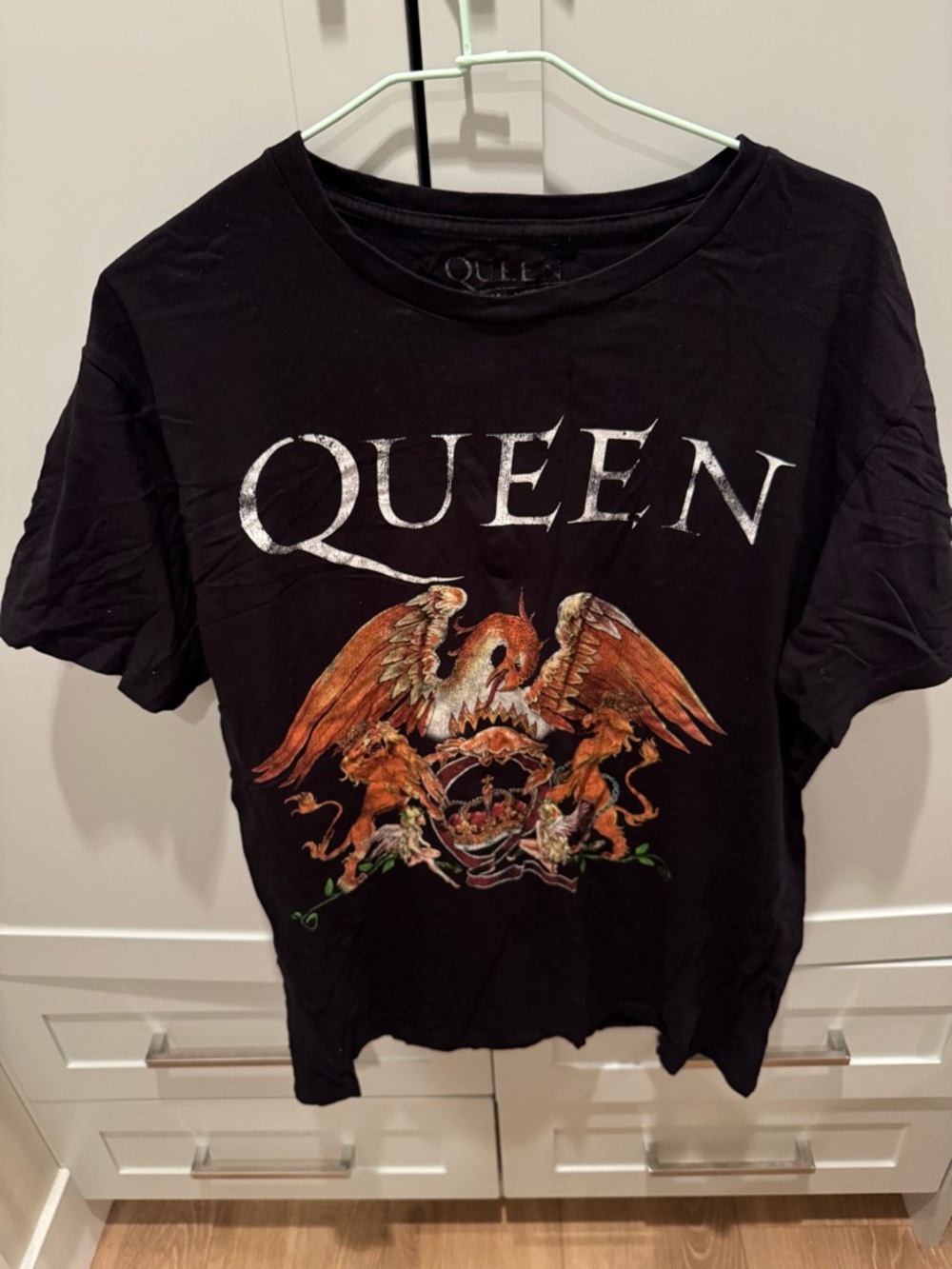 Queen Band Graphic Tee - Black with Orange Crest
